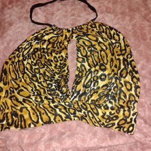 Leopard Print Halter Crop Top